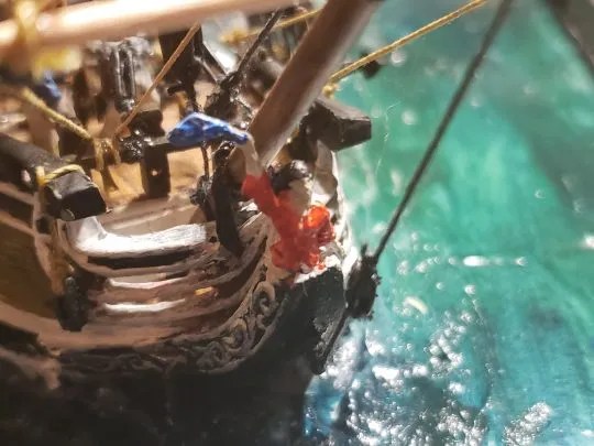 Closeup figurehead detail on the heavily modified Aurora Black Falcon model ship kit.
