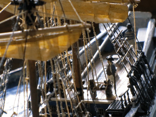 A view looking aft from the port side of the Aurora Black Falcon model showing modified gratings.